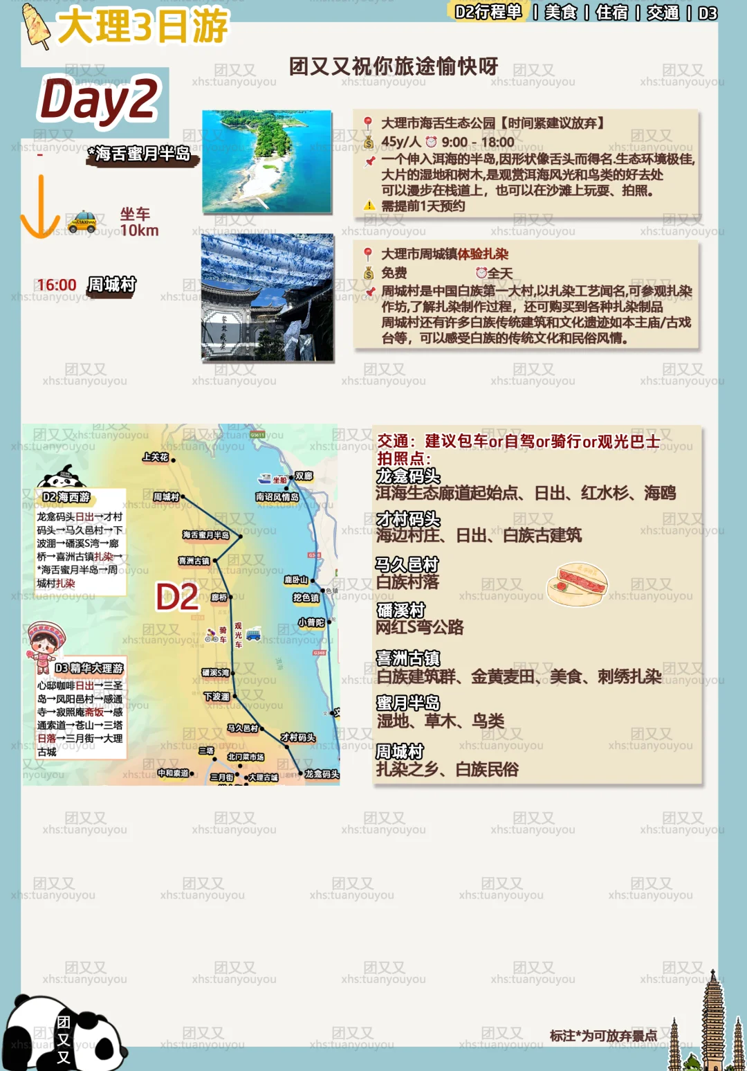 大理旅游‼️超全走心3天2晚攻略拿走（附路线