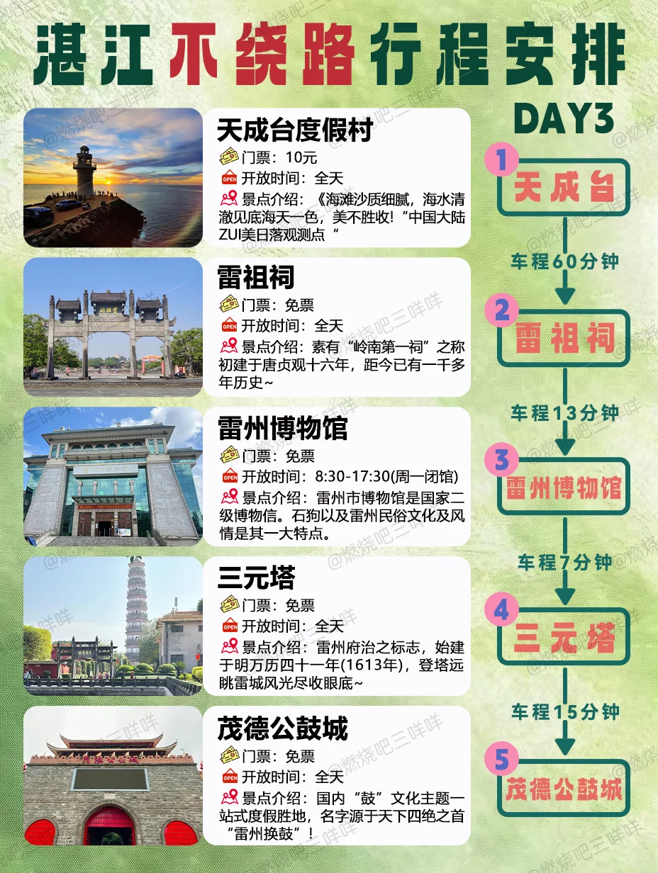 湛江！三天两夜不绕路旅游攻略已完善！干货！