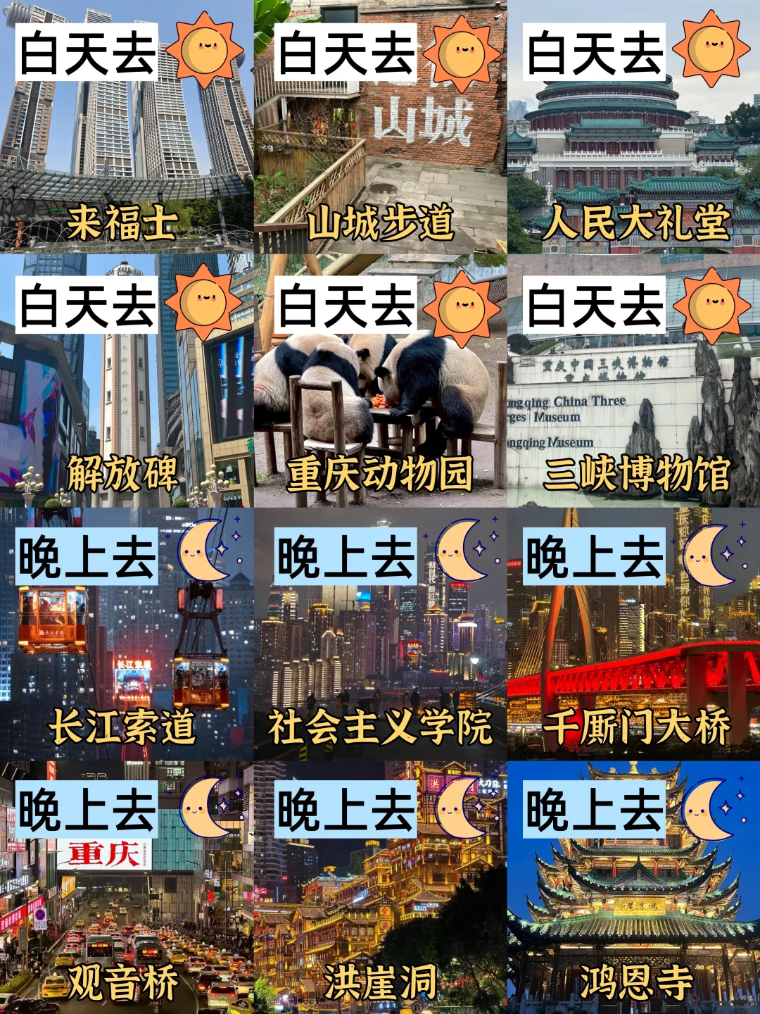 1-2月去重庆‼️热门景点白天玩🆚晚上玩