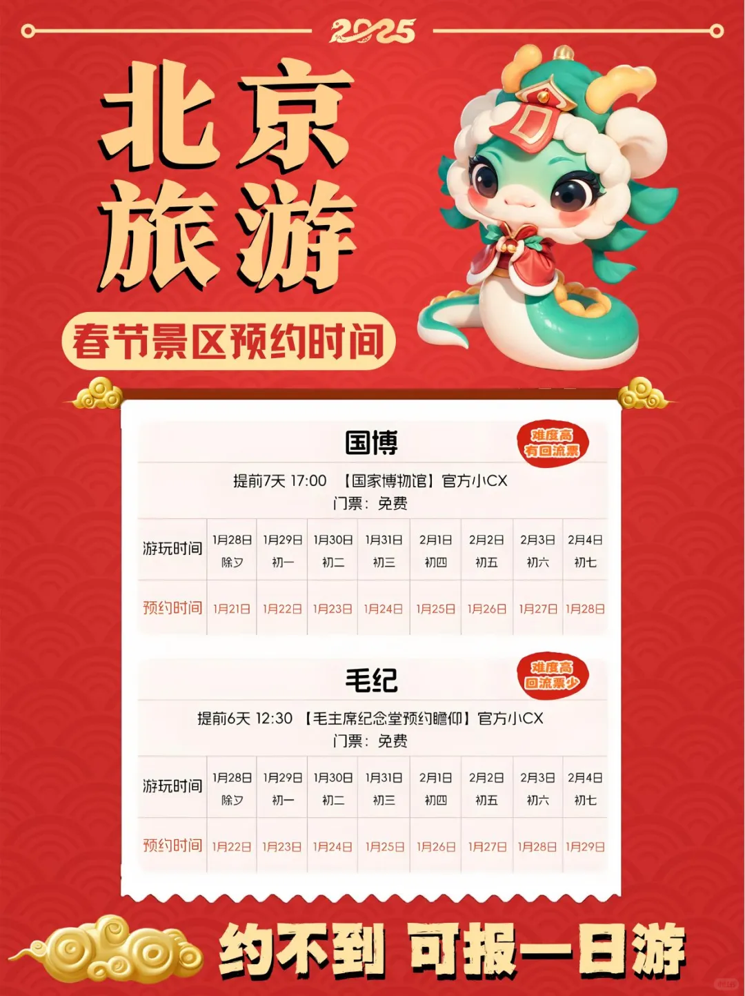 🔥2025春节 | 北京景点预约时间表⏰