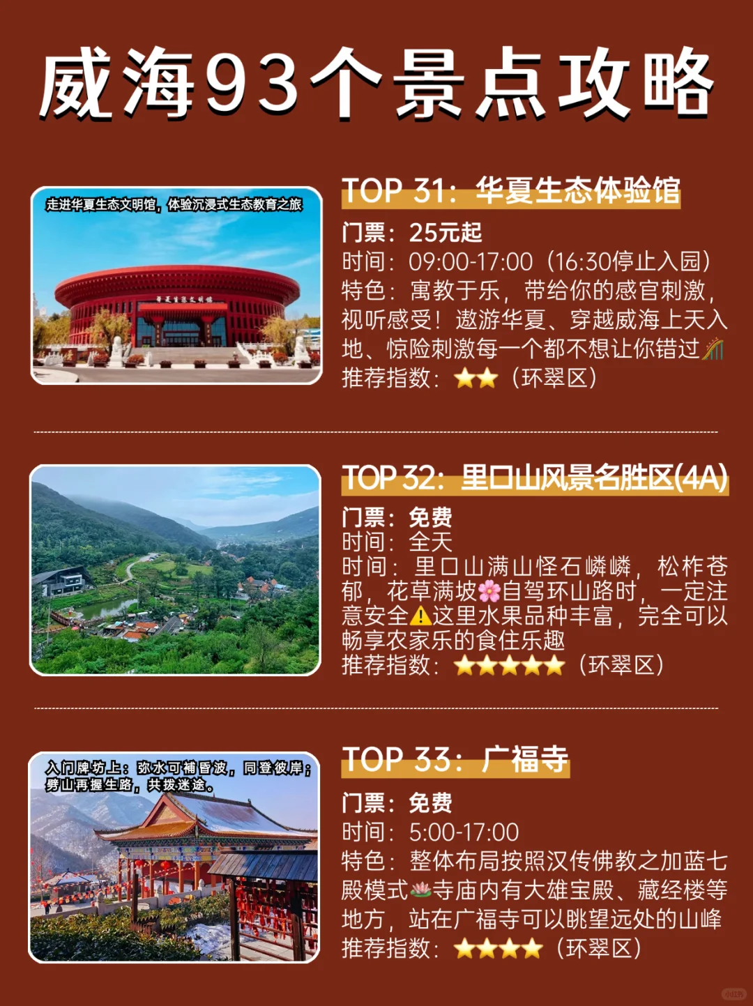 威海93个景点介绍|独one无two🤣