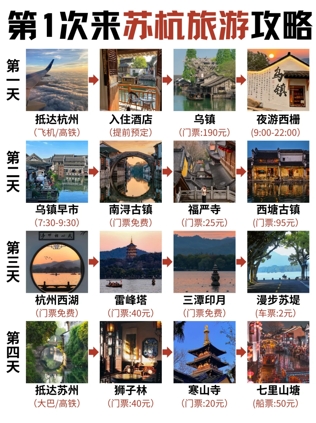 去苏杭旅游‼️4天只花了800✅超全保姆攻略