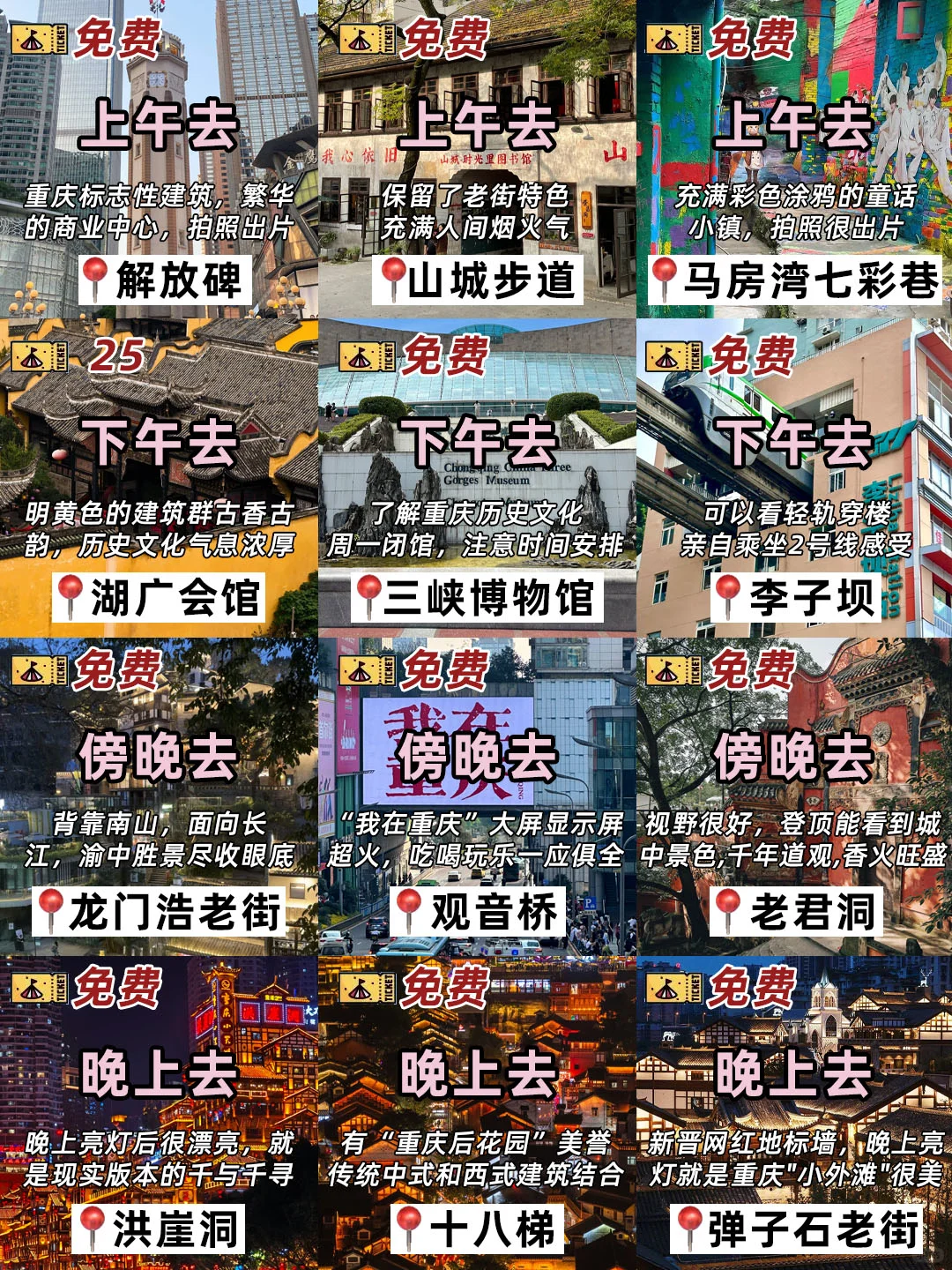 重庆本地人🙋‍♀花了一天时间整理的旅游