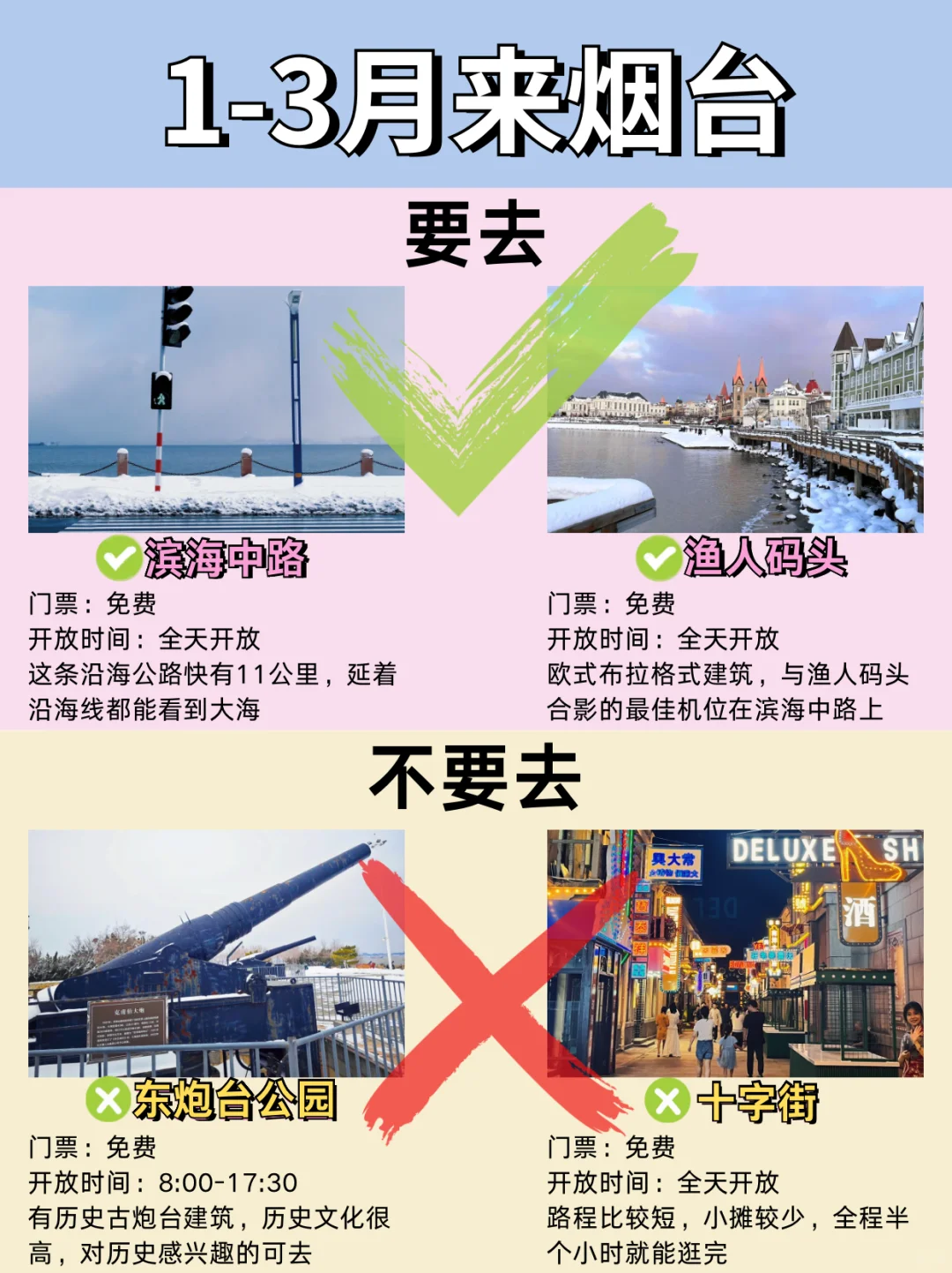 烟台1～3月景点红黑榜📍要去🆚不要去❌