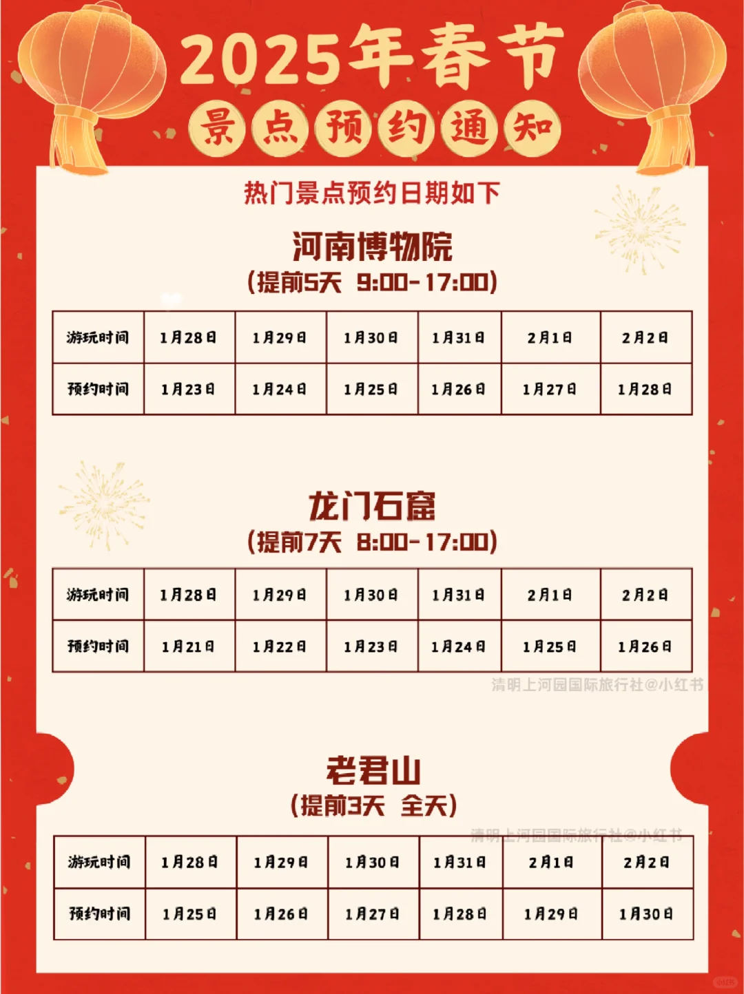 春节来河南🎆各景点预约时间一锭要看📍