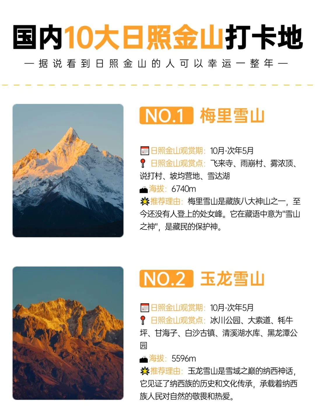 国内10大日照金山打卡地|观赏地+观赏点