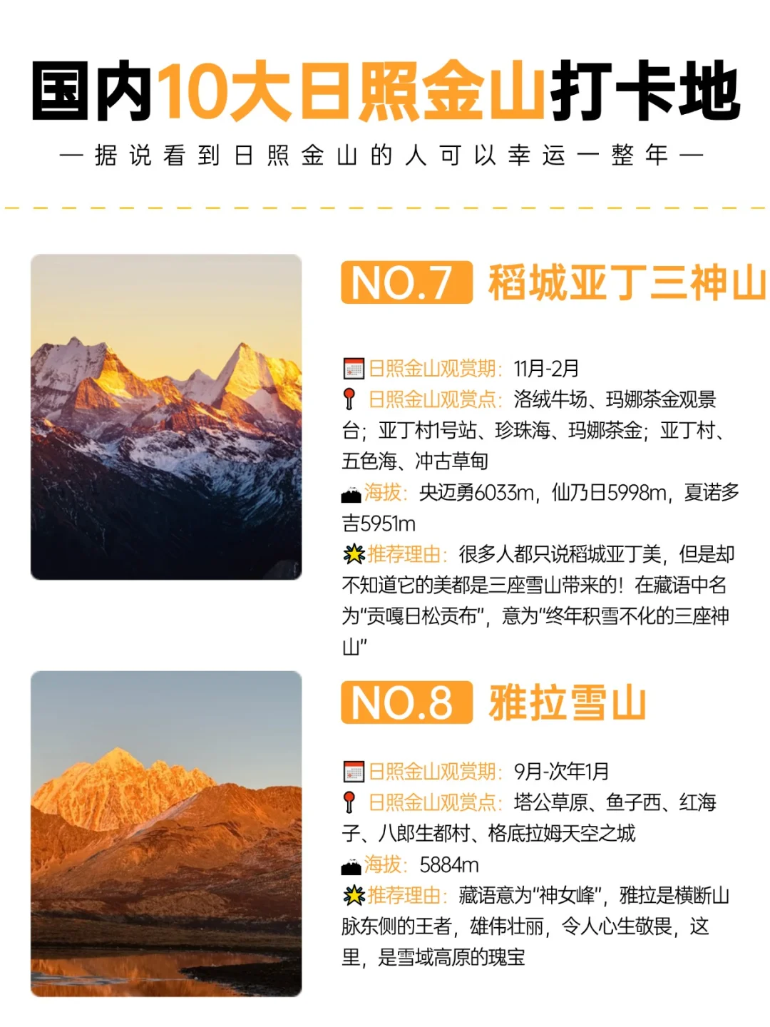 国内10大日照金山打卡地|观赏地+观赏点