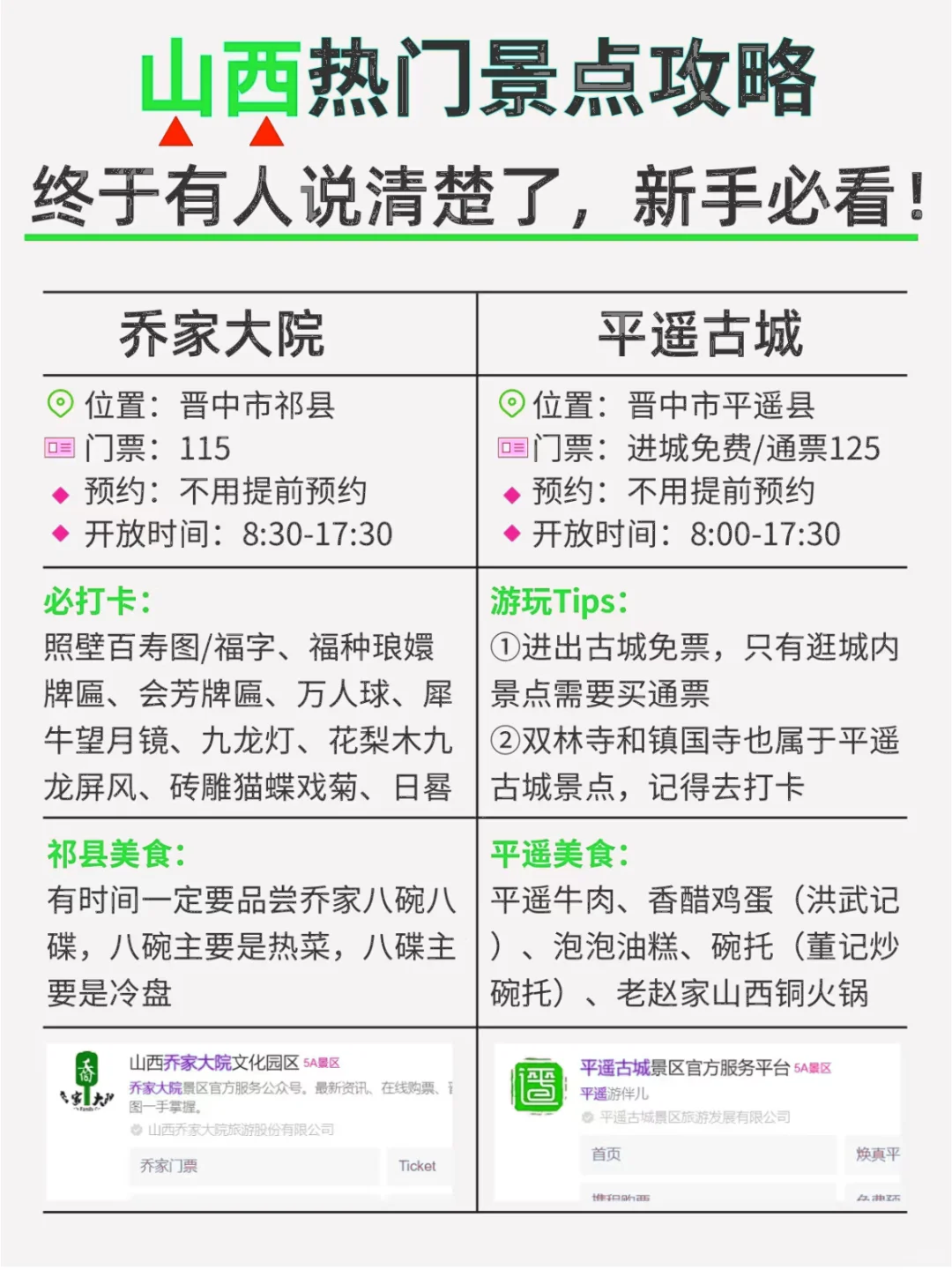 山西旅游❤说清楚了第一次♥去必看攻略攻略