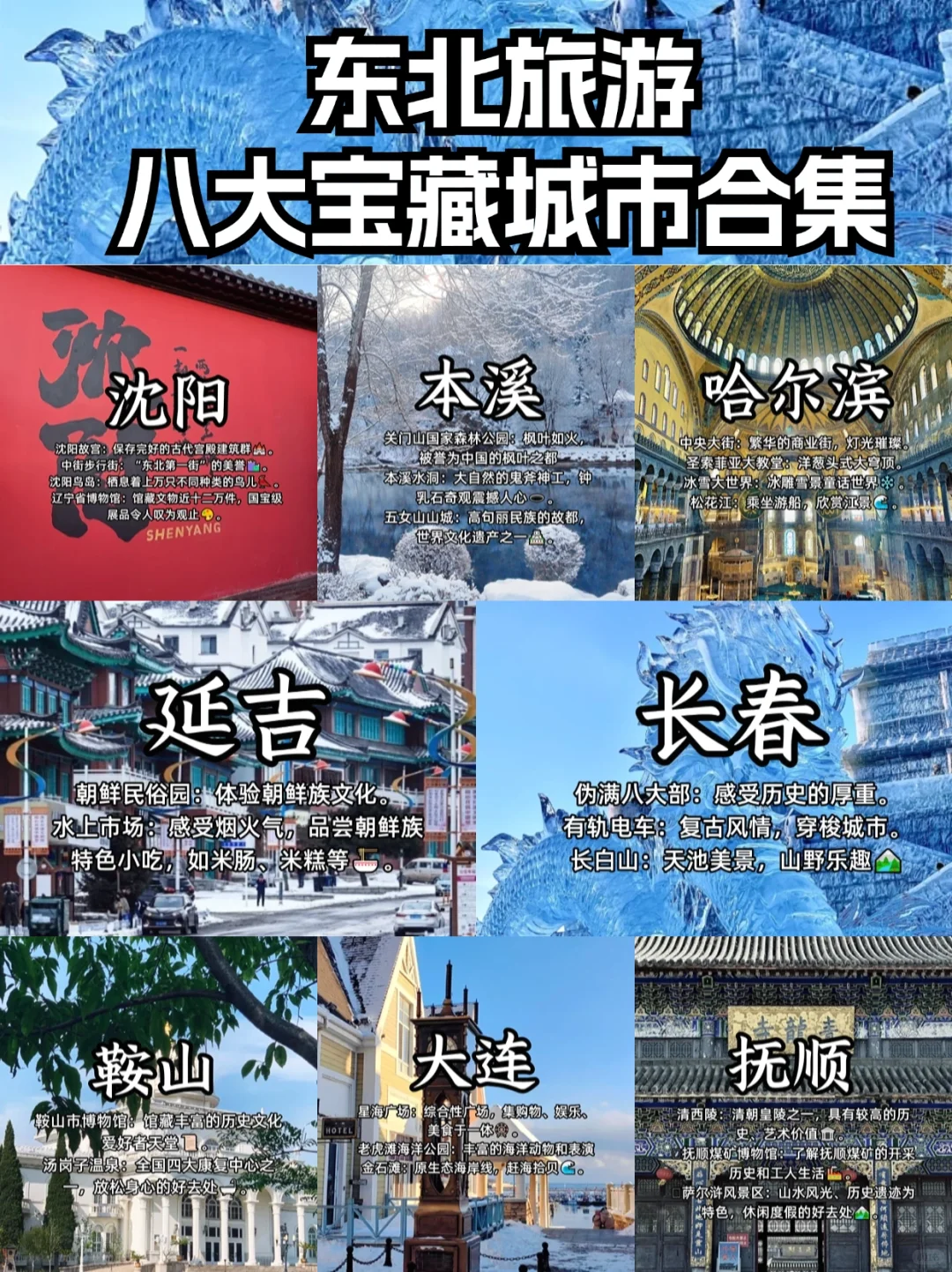 东北八大旅游城市，冰雪与历史的双重魅力✨