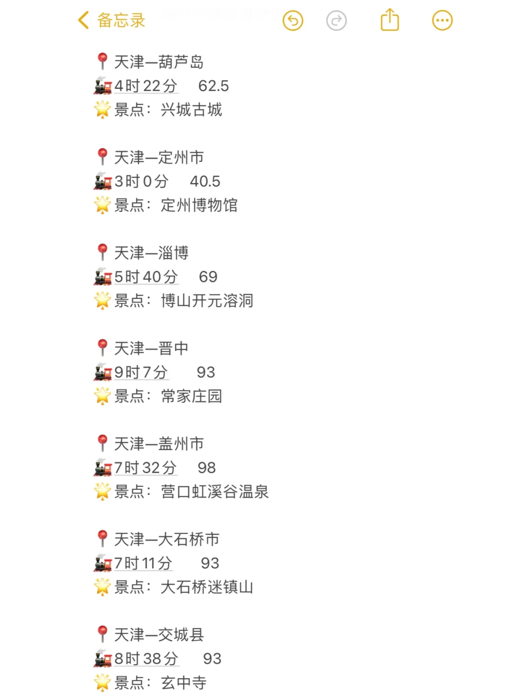 天津100以内直达城市（周边游）更全版