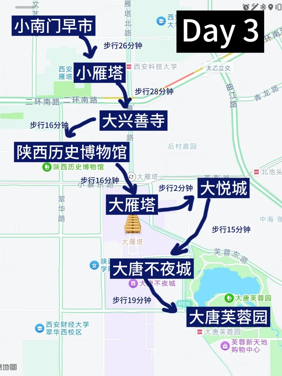 西安旅游手绘线路图📝旅游攻略分享🖍