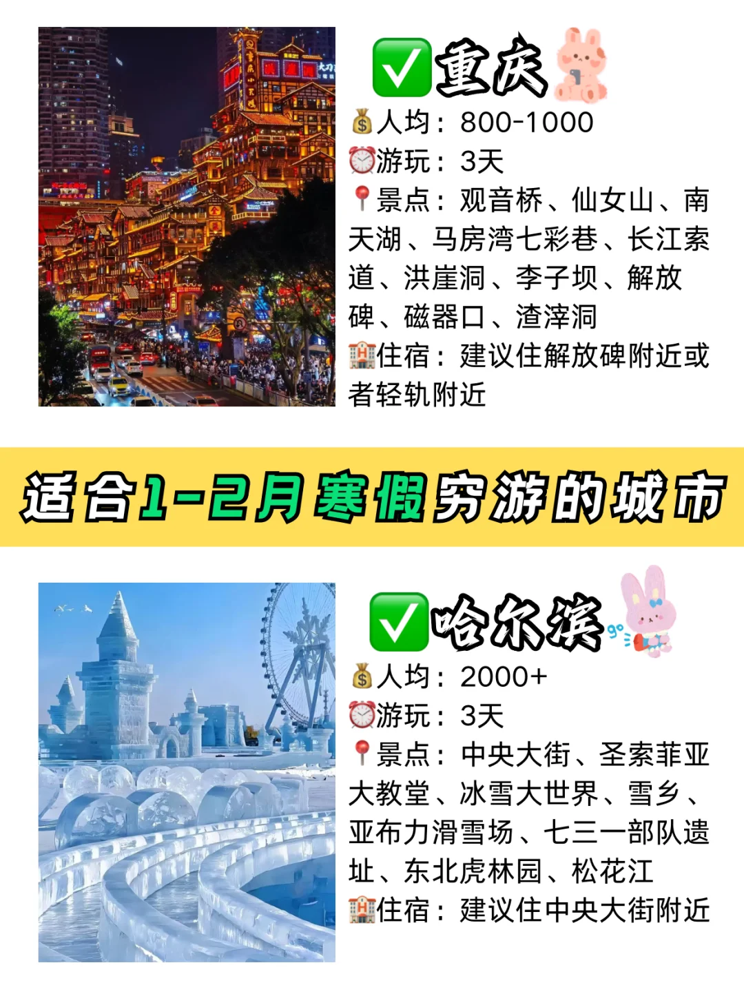 😭谁懂啊→适合大学生寒假穷游的城市