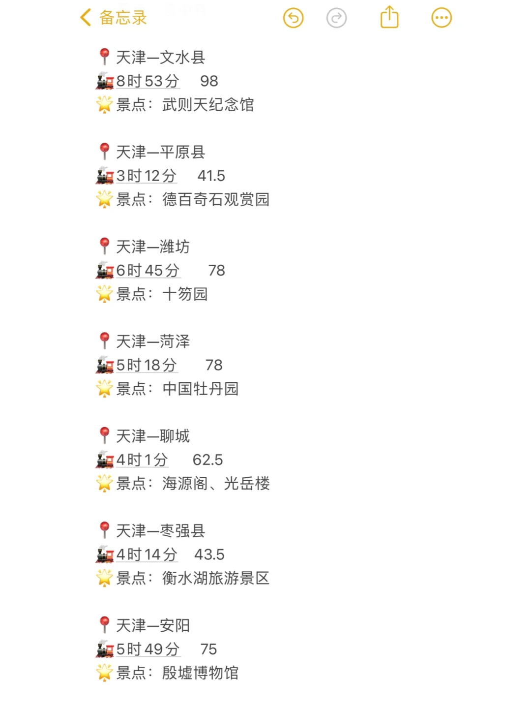 天津100以内直达城市（周边游）更全版