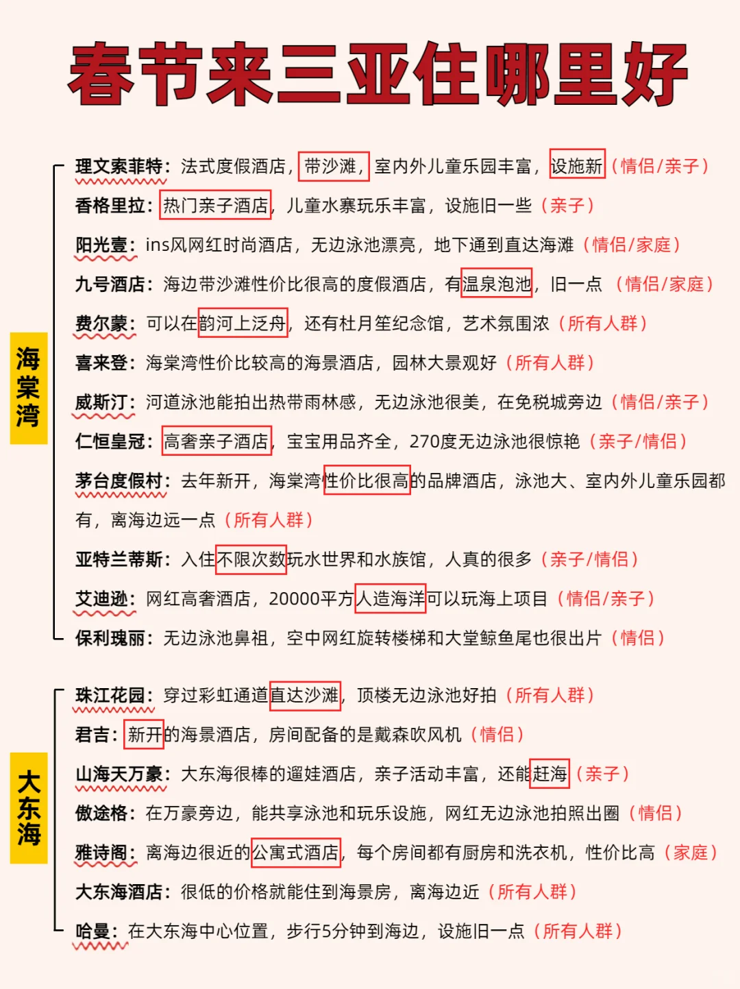 春节来三亚酒店怎么选？一图看懂附游玩攻略