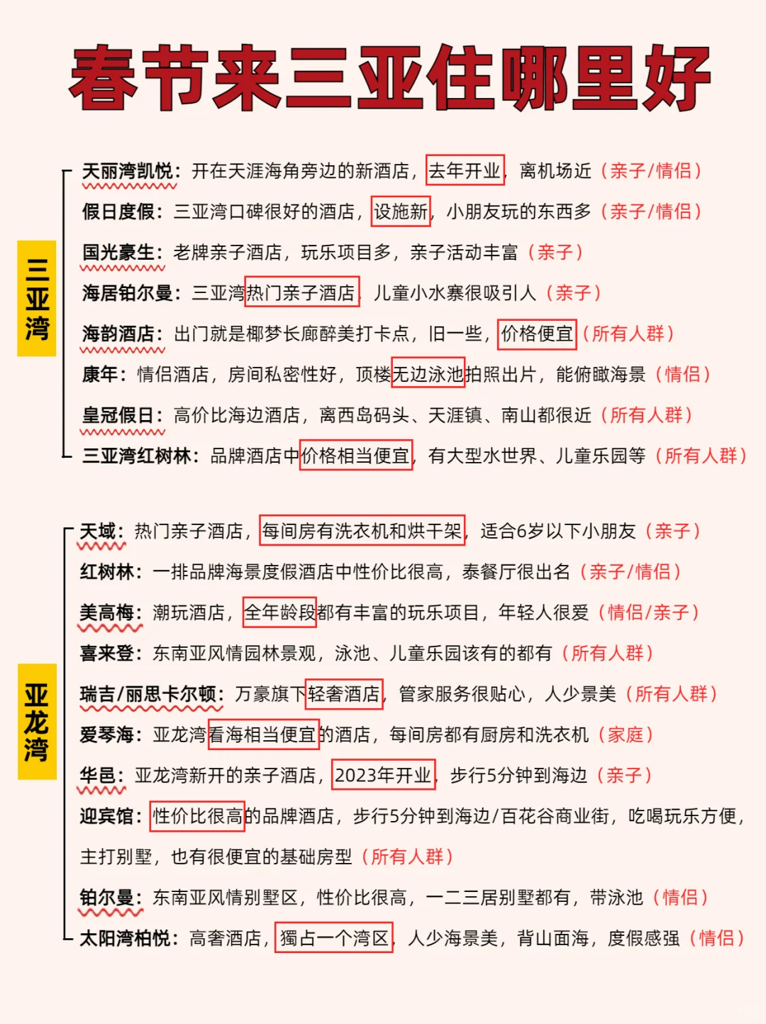 春节来三亚酒店怎么选？一图看懂附游玩攻略