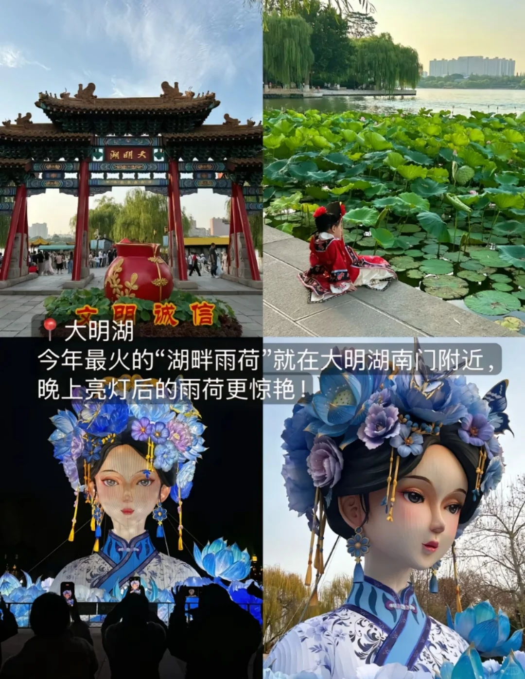 邯郸到济南，打卡夏雨荷花灯雕塑。趵突泉等