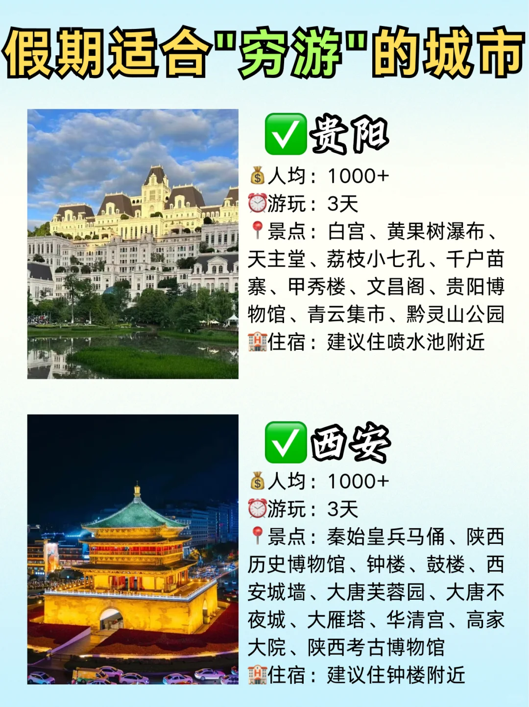 假期适合“穷游”的城市💯📸