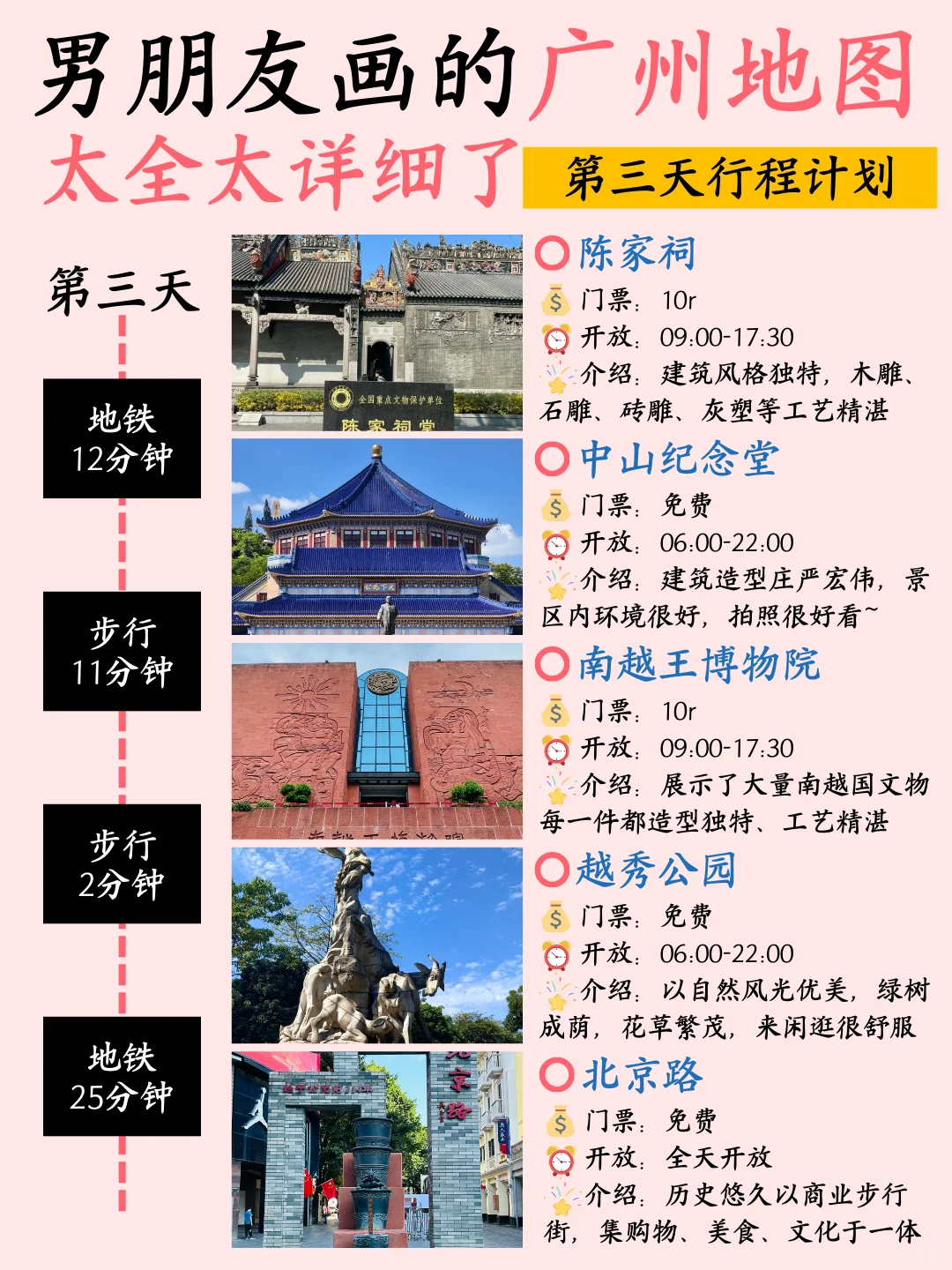 男朋友手绘广州⛳四日游旅行攻略😜含地图
