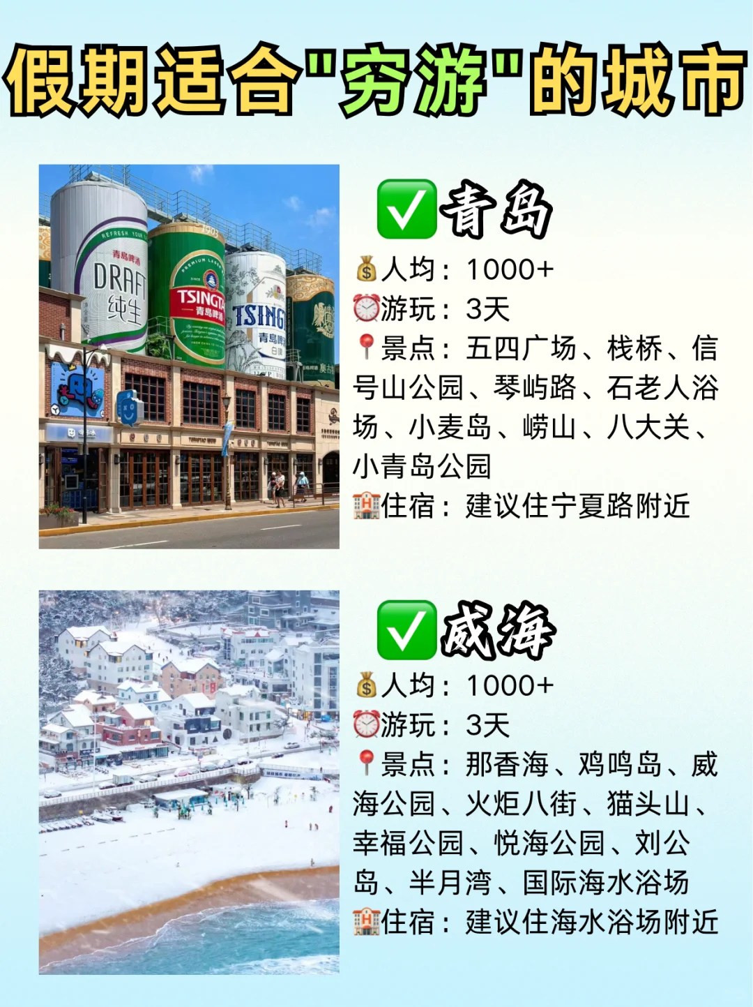 假期适合“穷游”的城市💯📸