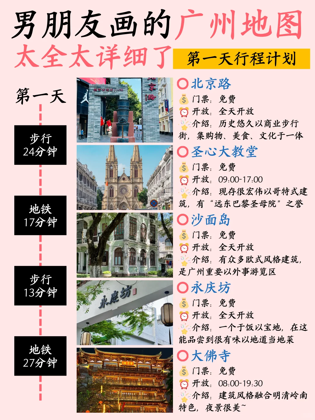 男朋友手绘广州⛳四日游旅行攻略😜含地图