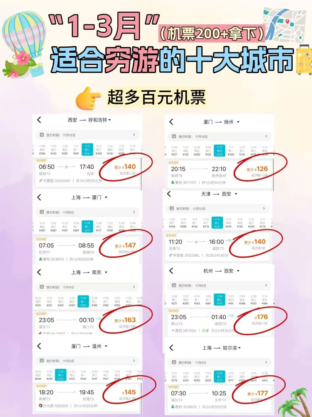1-3月适合穷游的城市✈️机票100+💰