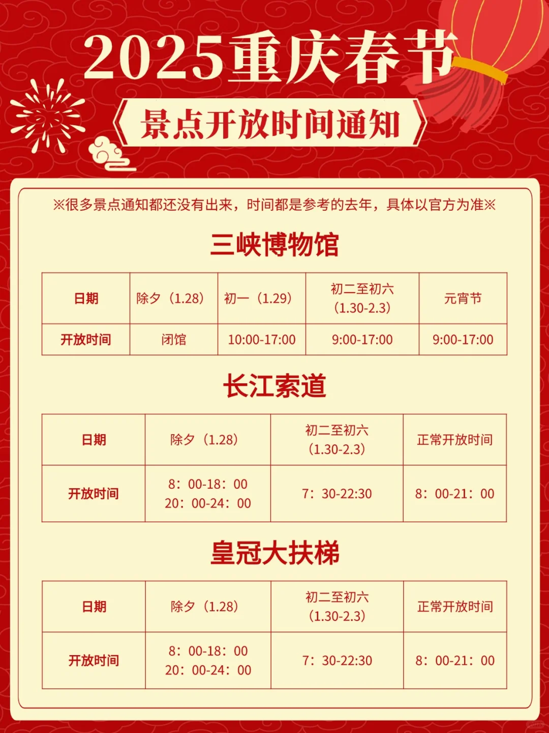 春节来重庆｜这篇景点开放通知赶紧🐴住！