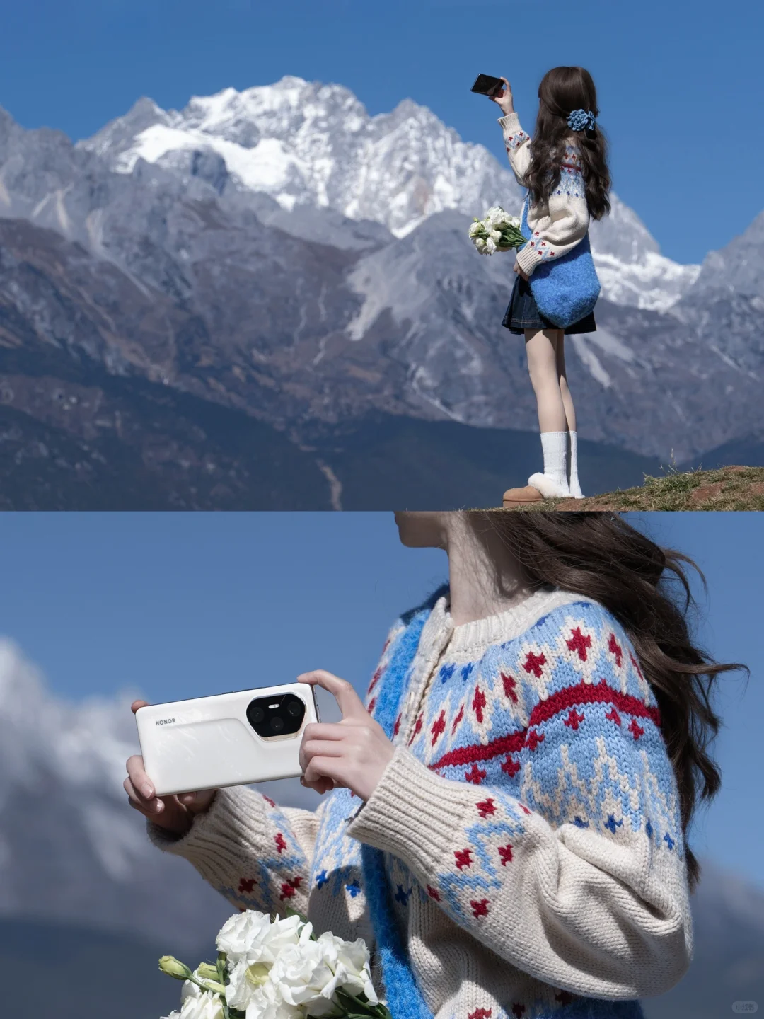 冬日旅行电影感拍照 | 与雪山合影的瞬间