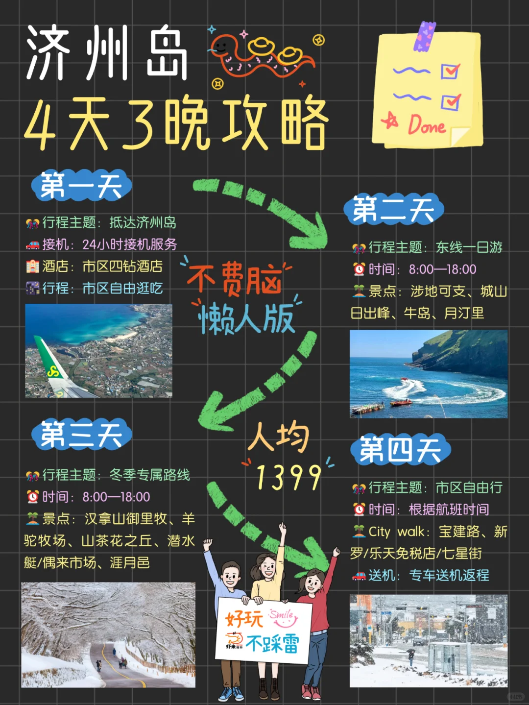 熬夜手写济州岛4天旅游攻略，一二月专属！