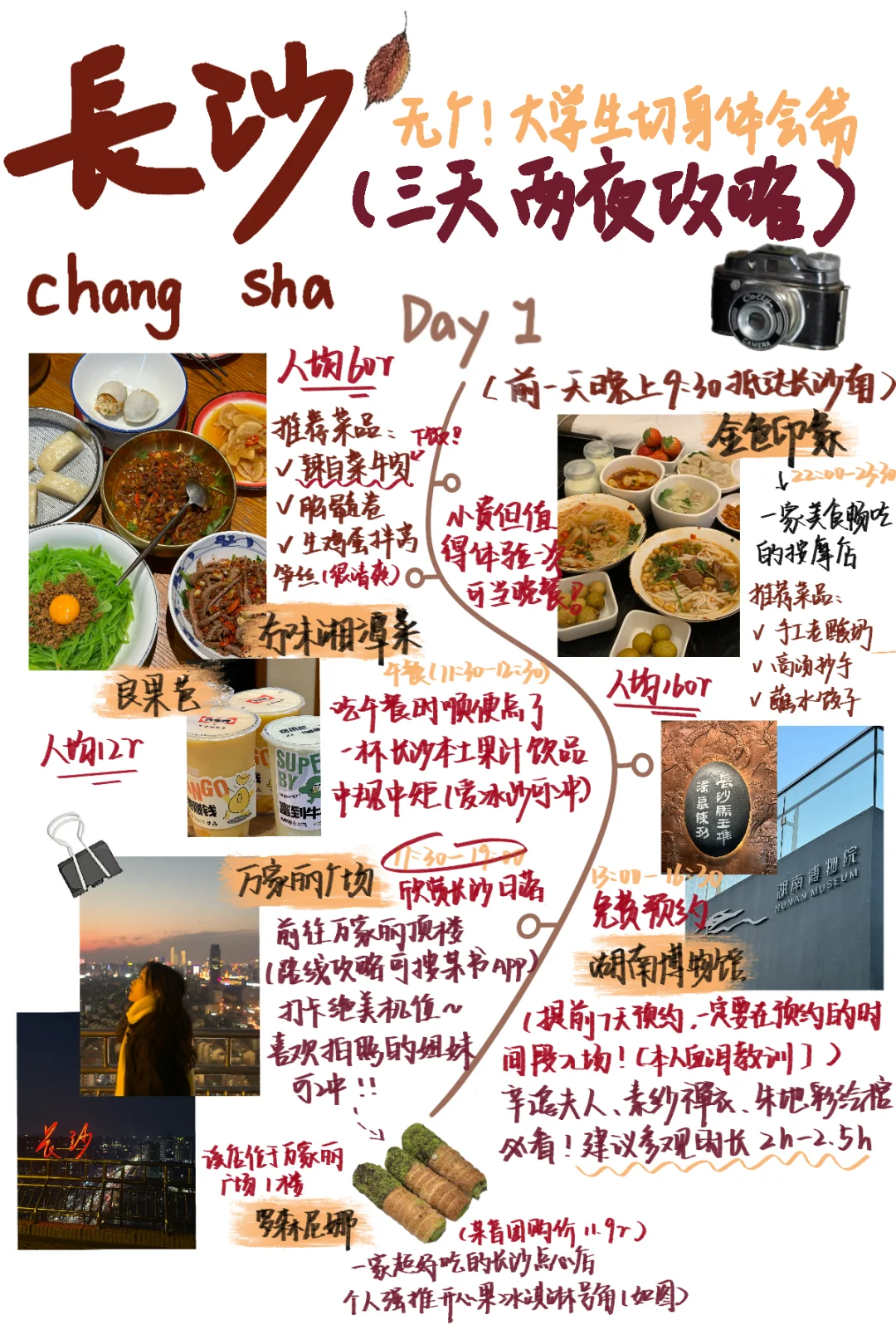 旅行电子手帐|长沙三天两夜大学生旅游攻略