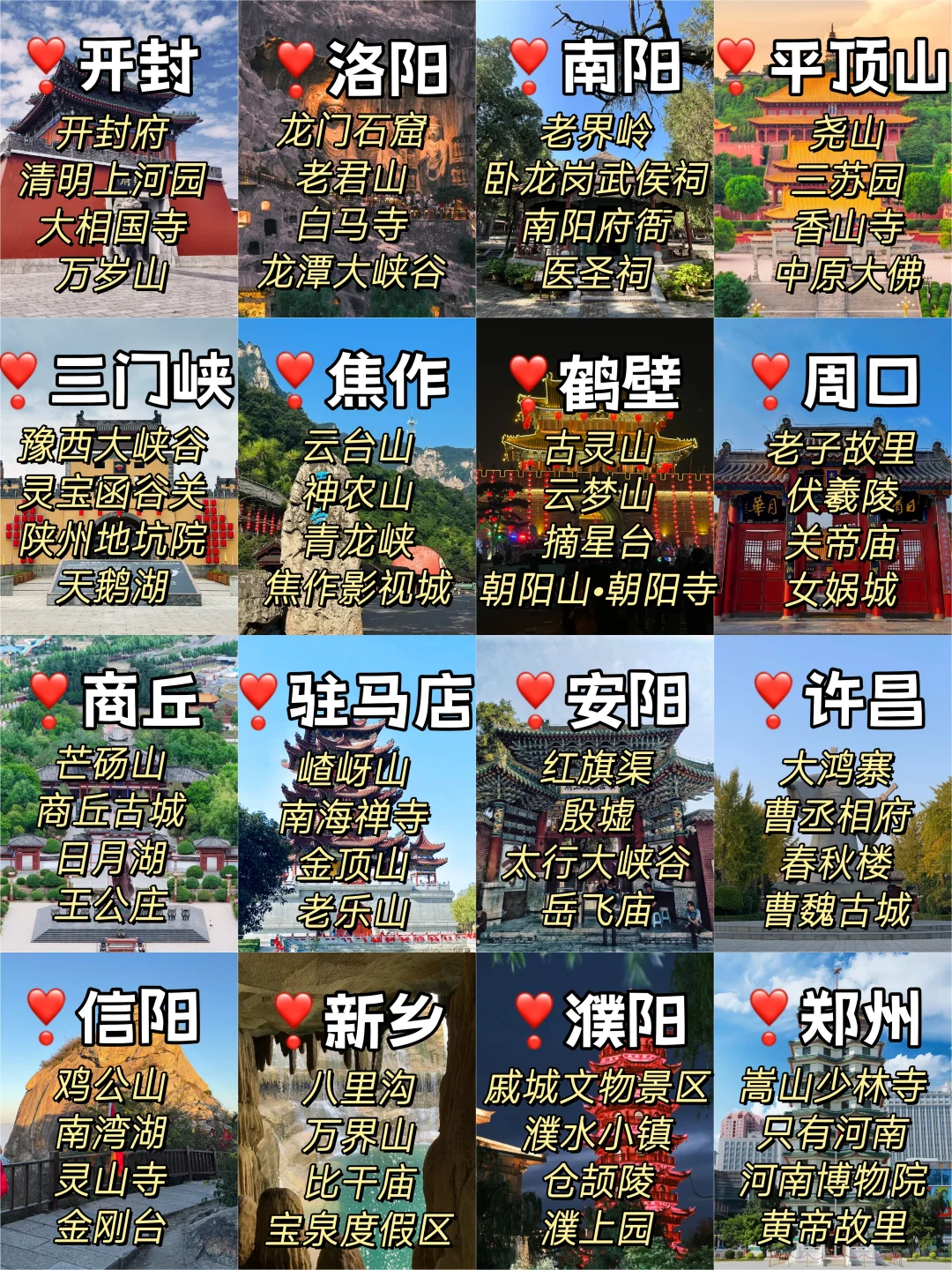 听劝❗春节来河南旅游景点推荐✌️一图秒懂