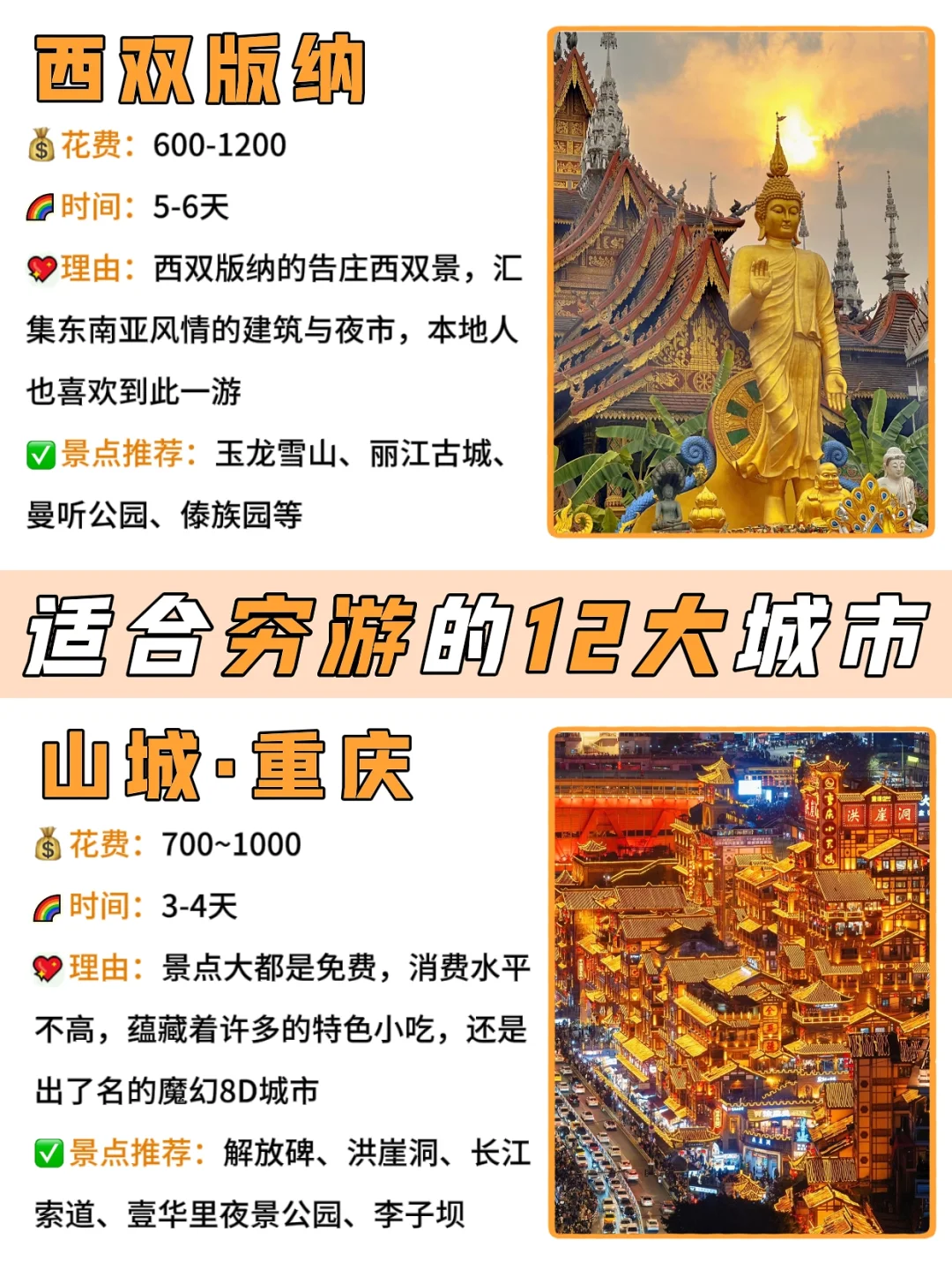 🧨春节旅游！适合学生党穷游的12大城市