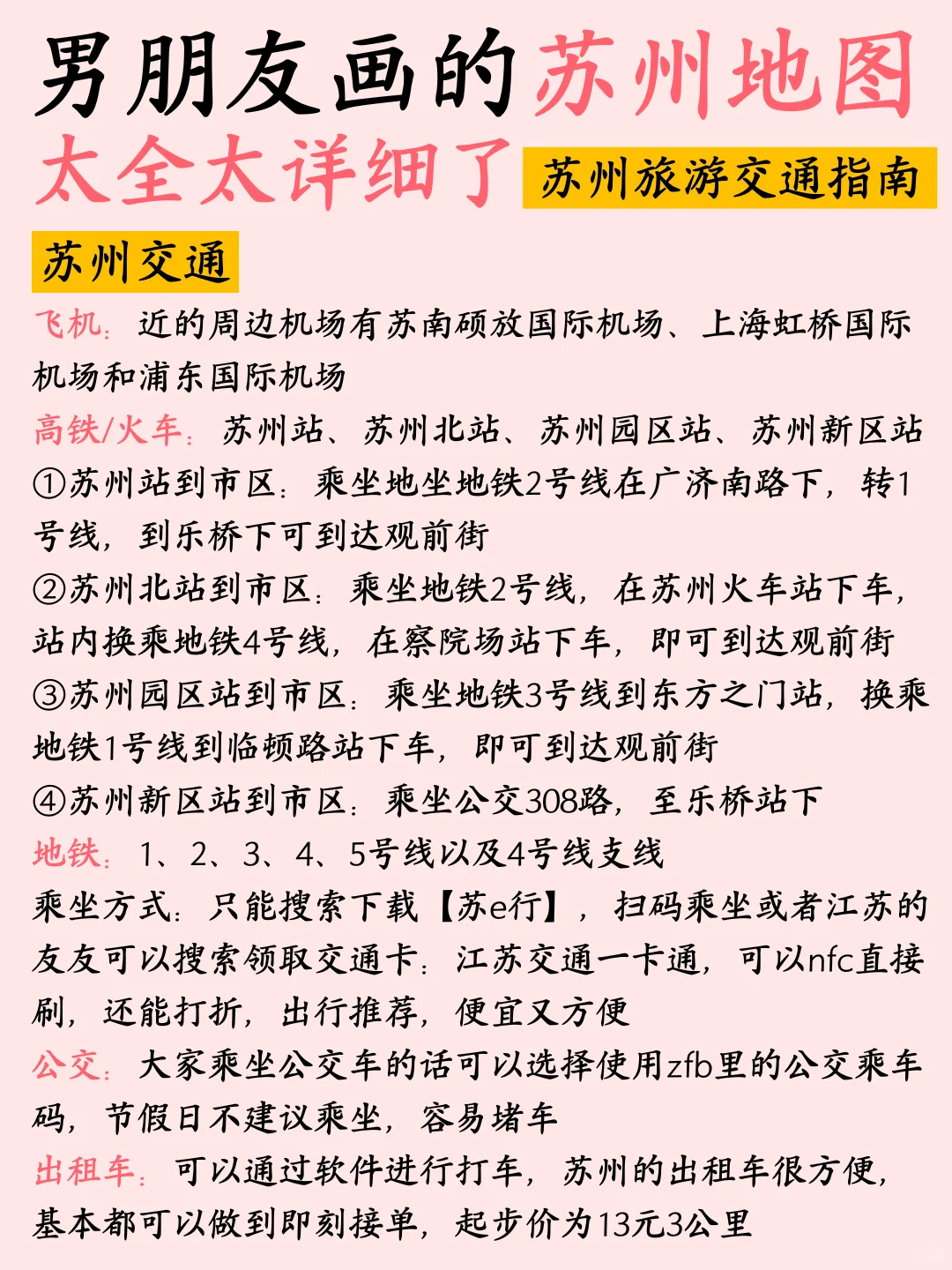 男朋友手绘苏州⛳三日游旅行攻略😜含地图