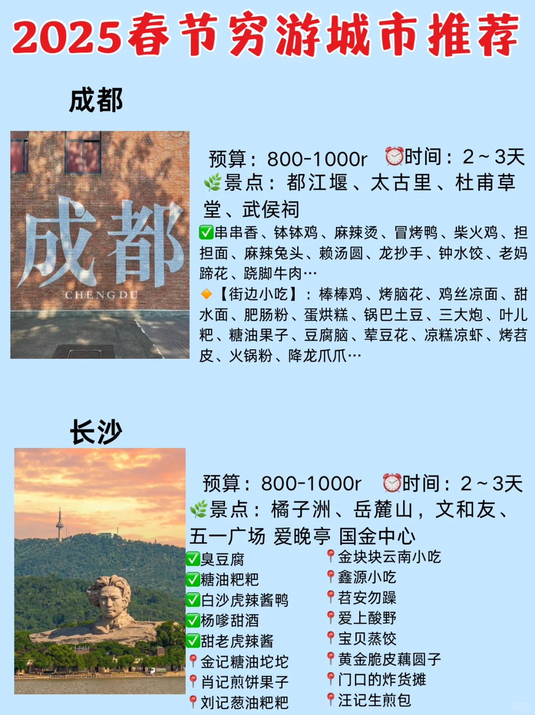 2025春节穷游城市推荐😎必看