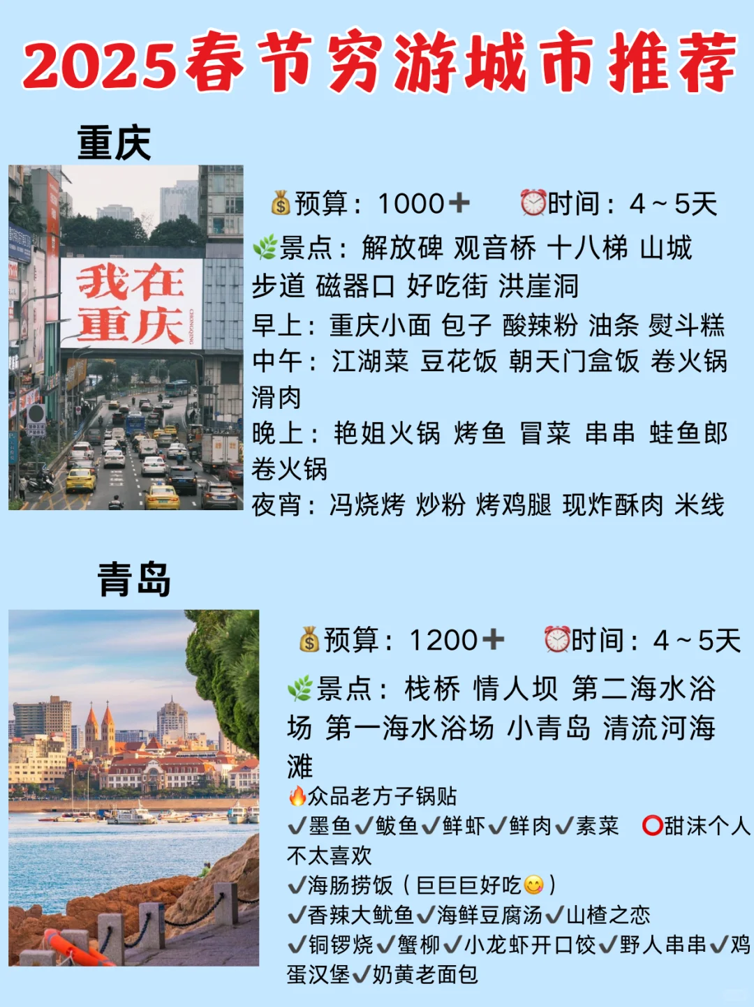 2025春节穷游城市推荐😎必看