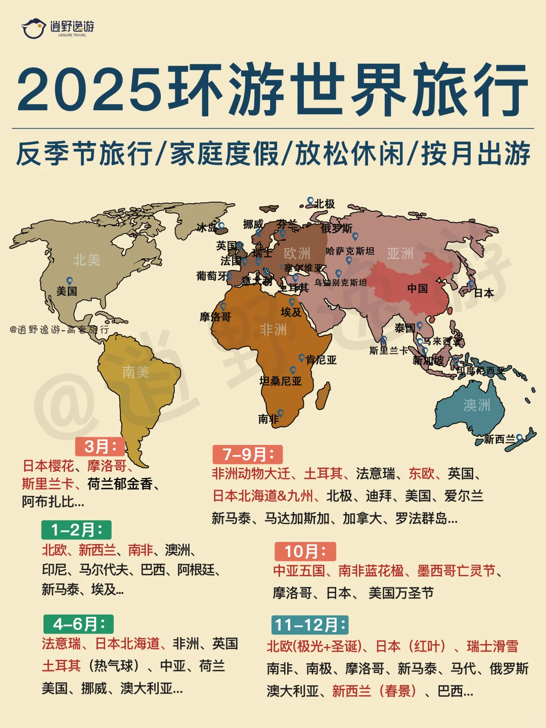 2025全球旅行计划‼️按月解锁最佳旅行地