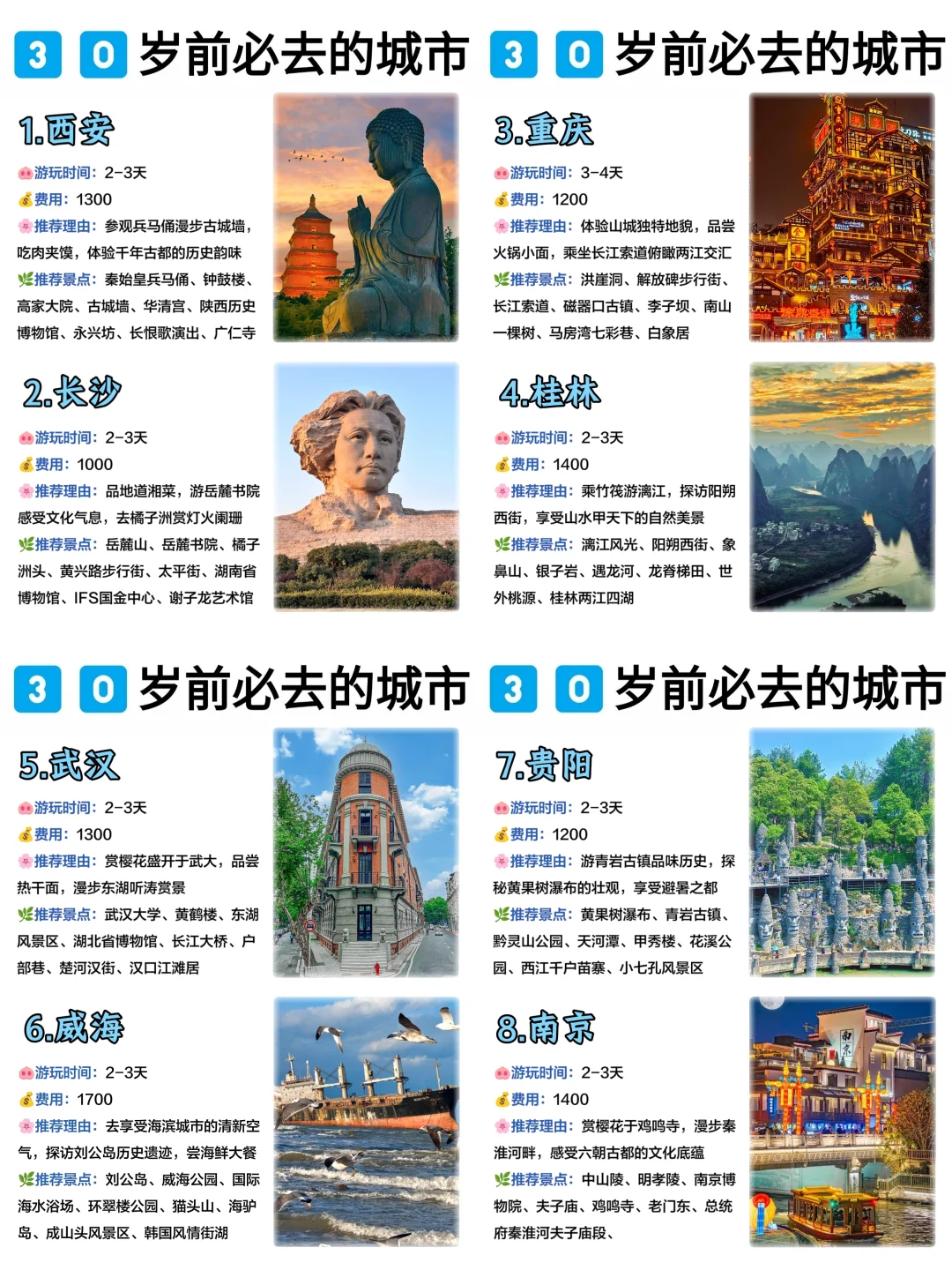 推荐3️⃣0️⃣岁前必去的8个旅游城市‼️