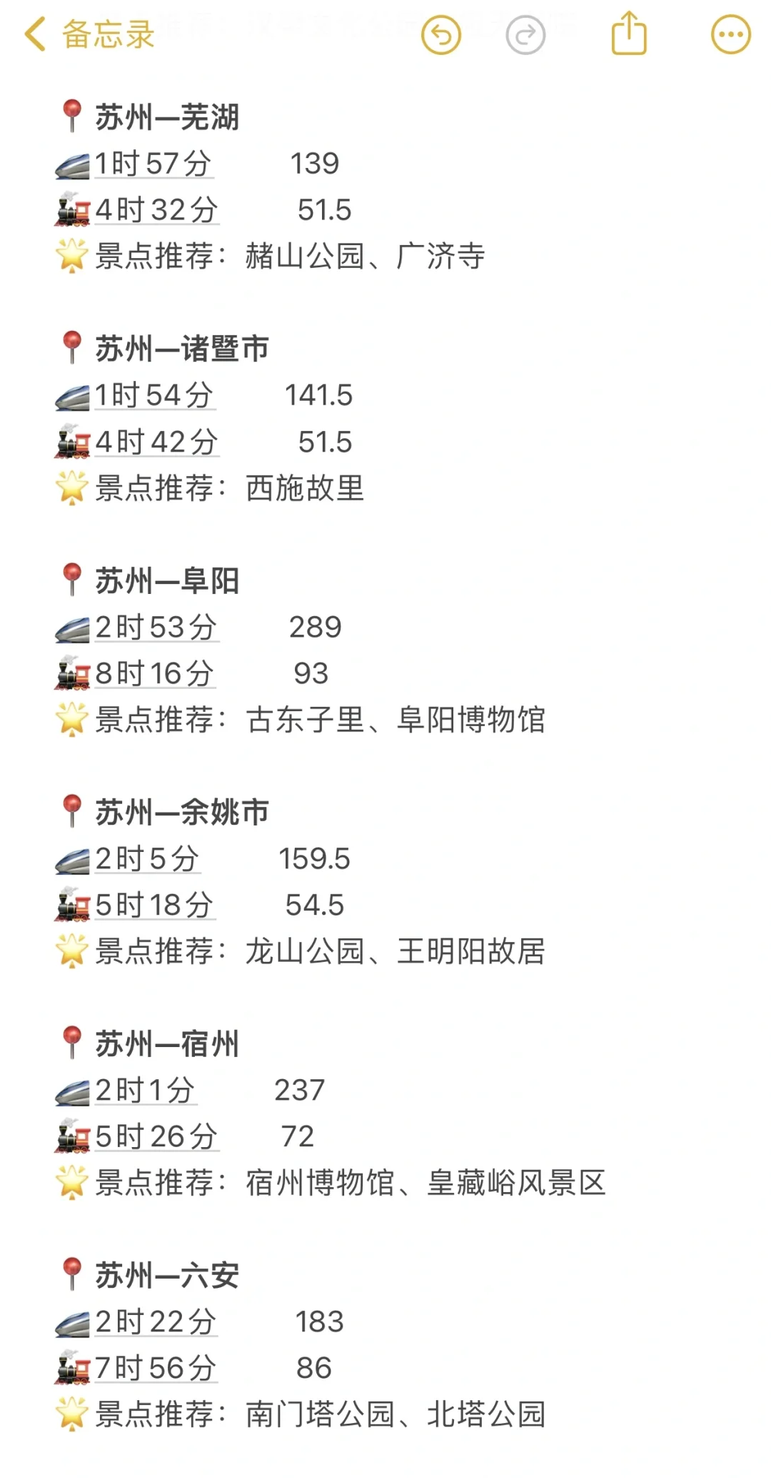 苏州100以内直达城市（周边游）更全版