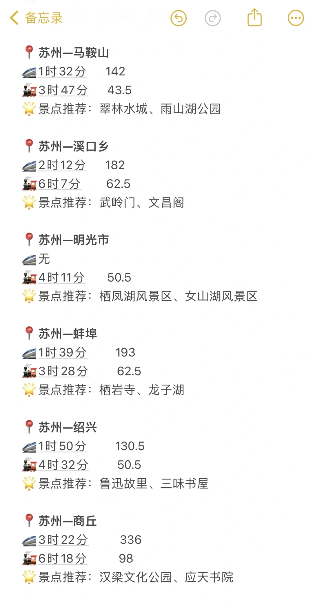 苏州100以内直达城市（周边游）更全版
