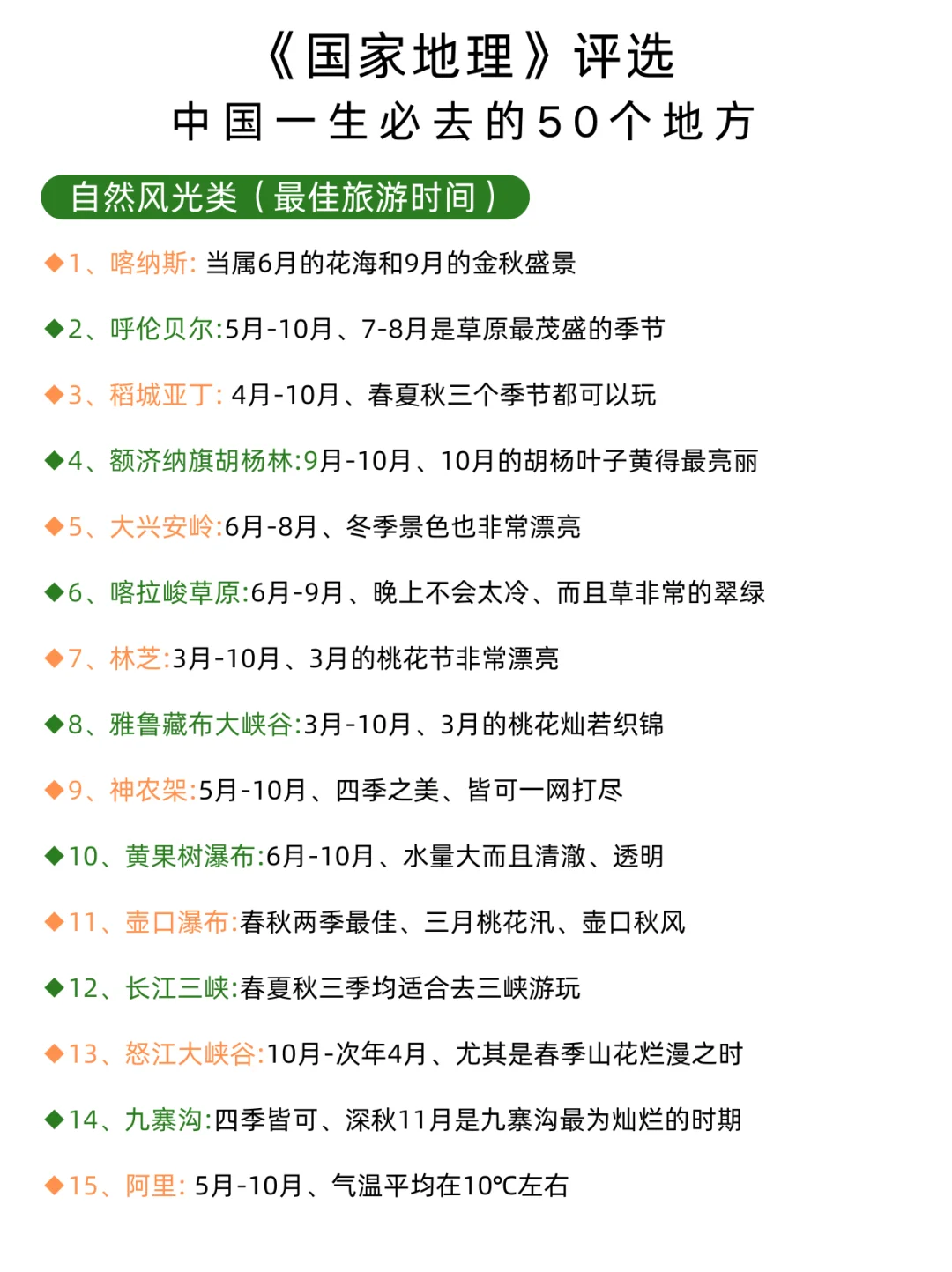 国家地理推荐的5⃣️0⃣️个一生必去地方⛳