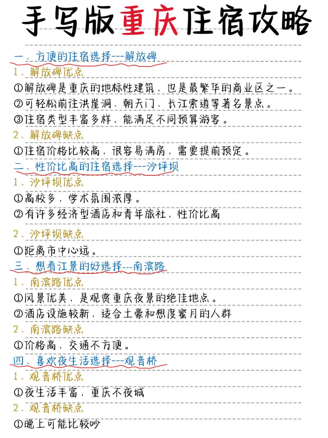 重庆手写版旅游攻略，寒假来的姐妹👭码住