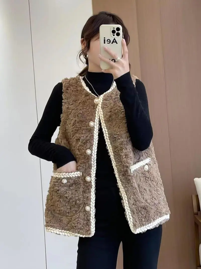 羊羔毛气质小香风马甲女外搭2023新款春