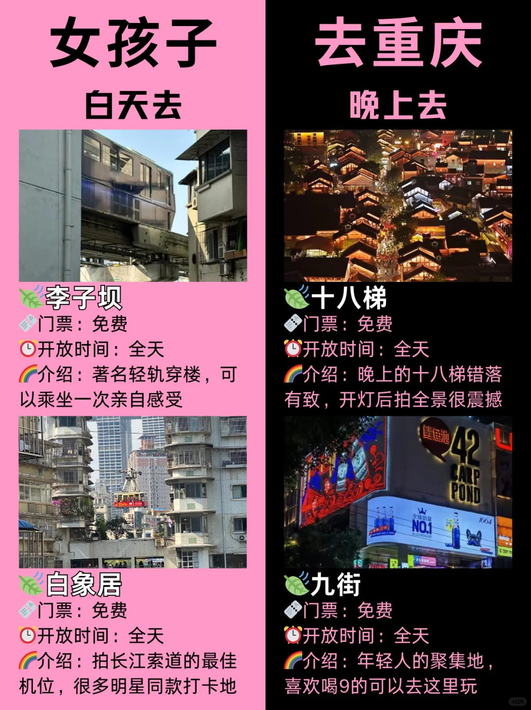 女孩子去重庆怎么玩‼️白天vs晚上打卡