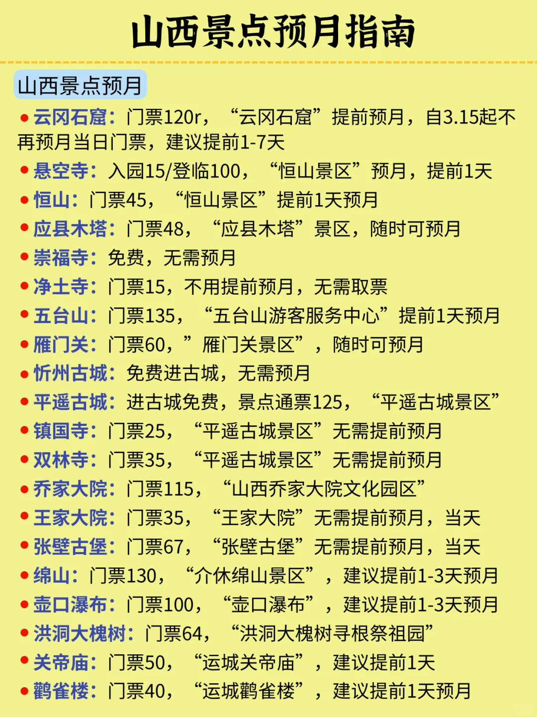 山西旅游秒懂攻略，送给第一次去的宝子们！