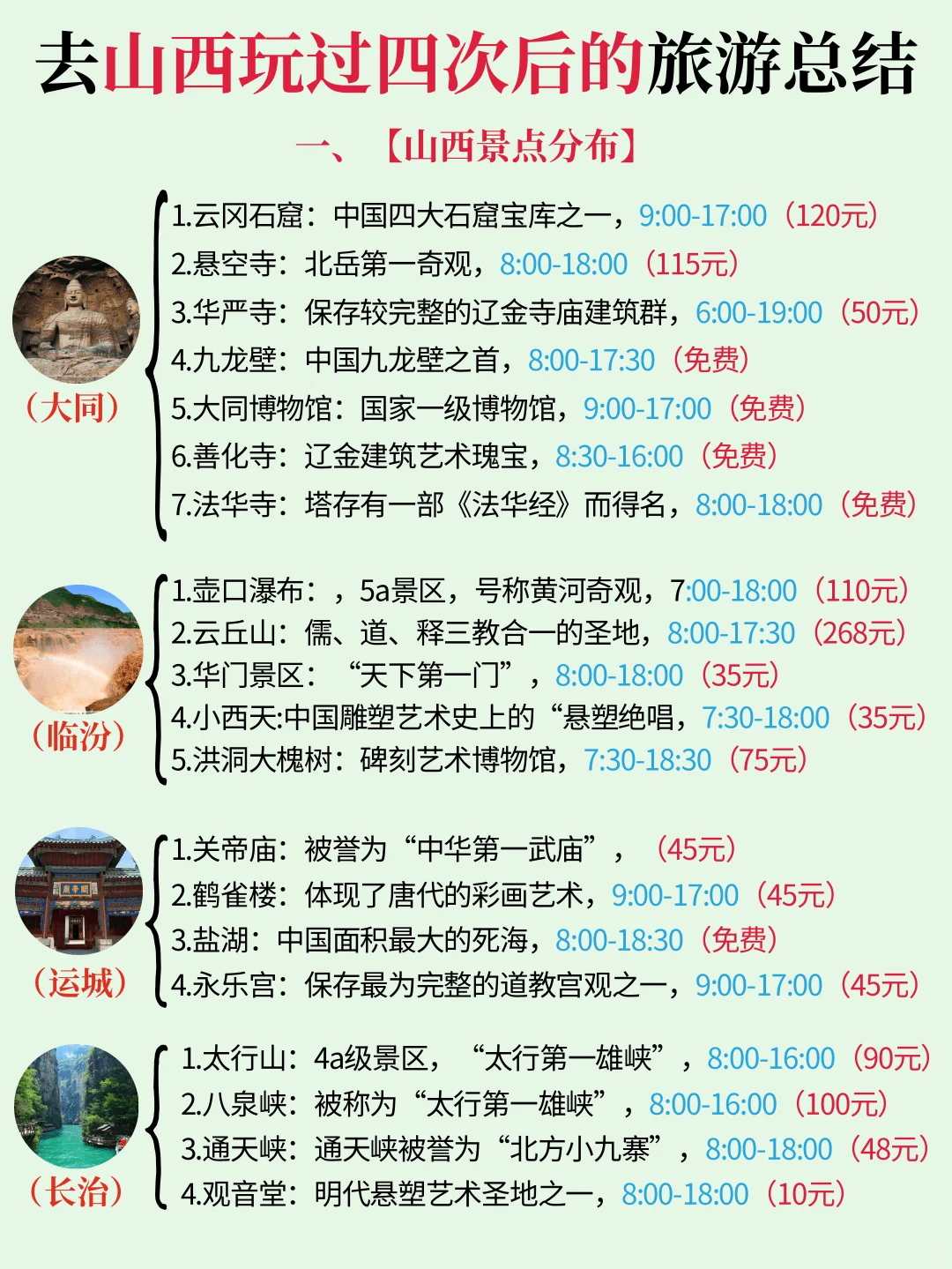 去了山西4次才整理出来的山西旅游攻略