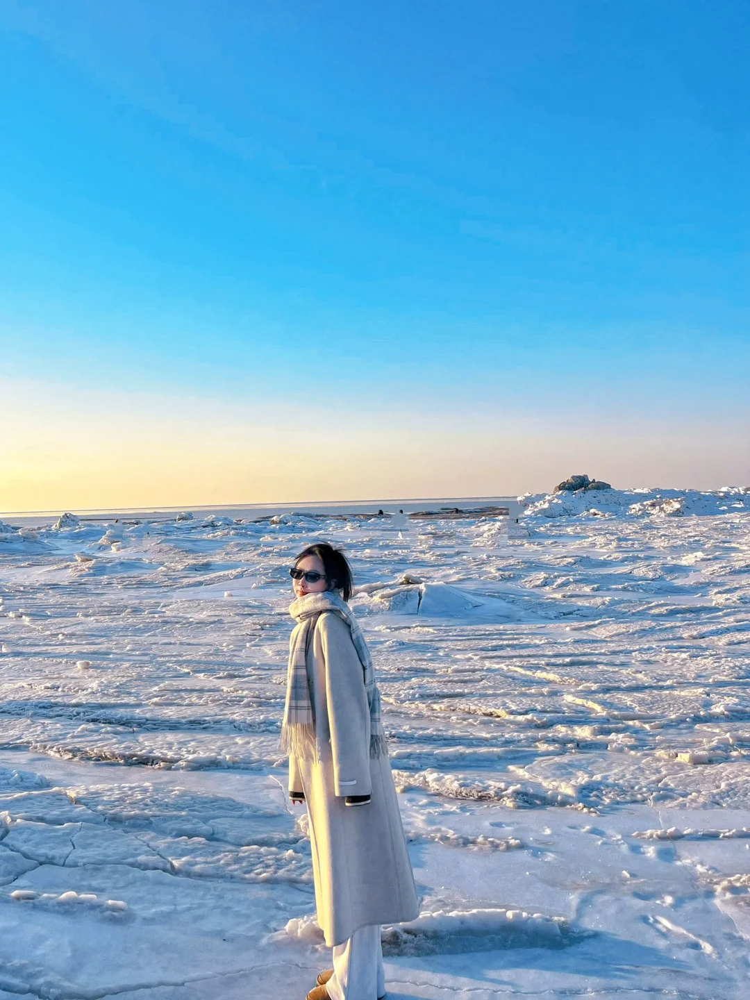 在营口冰岛看冰封橘子海日落 超美