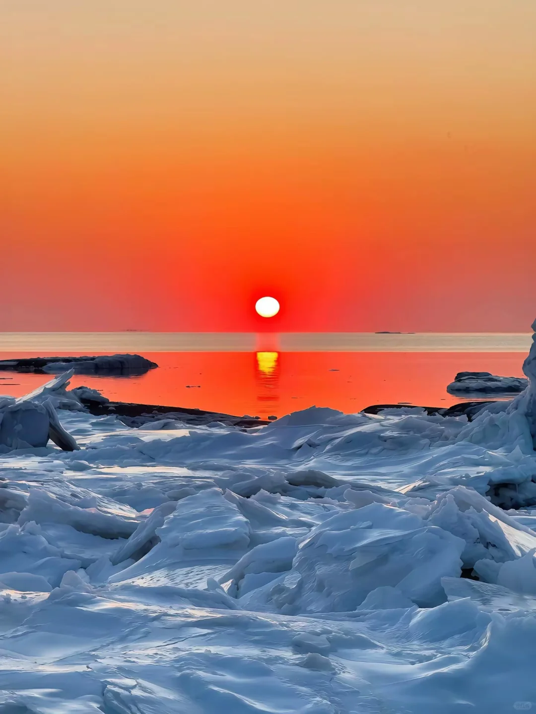 在营口冰岛看冰封橘子海日落 超美