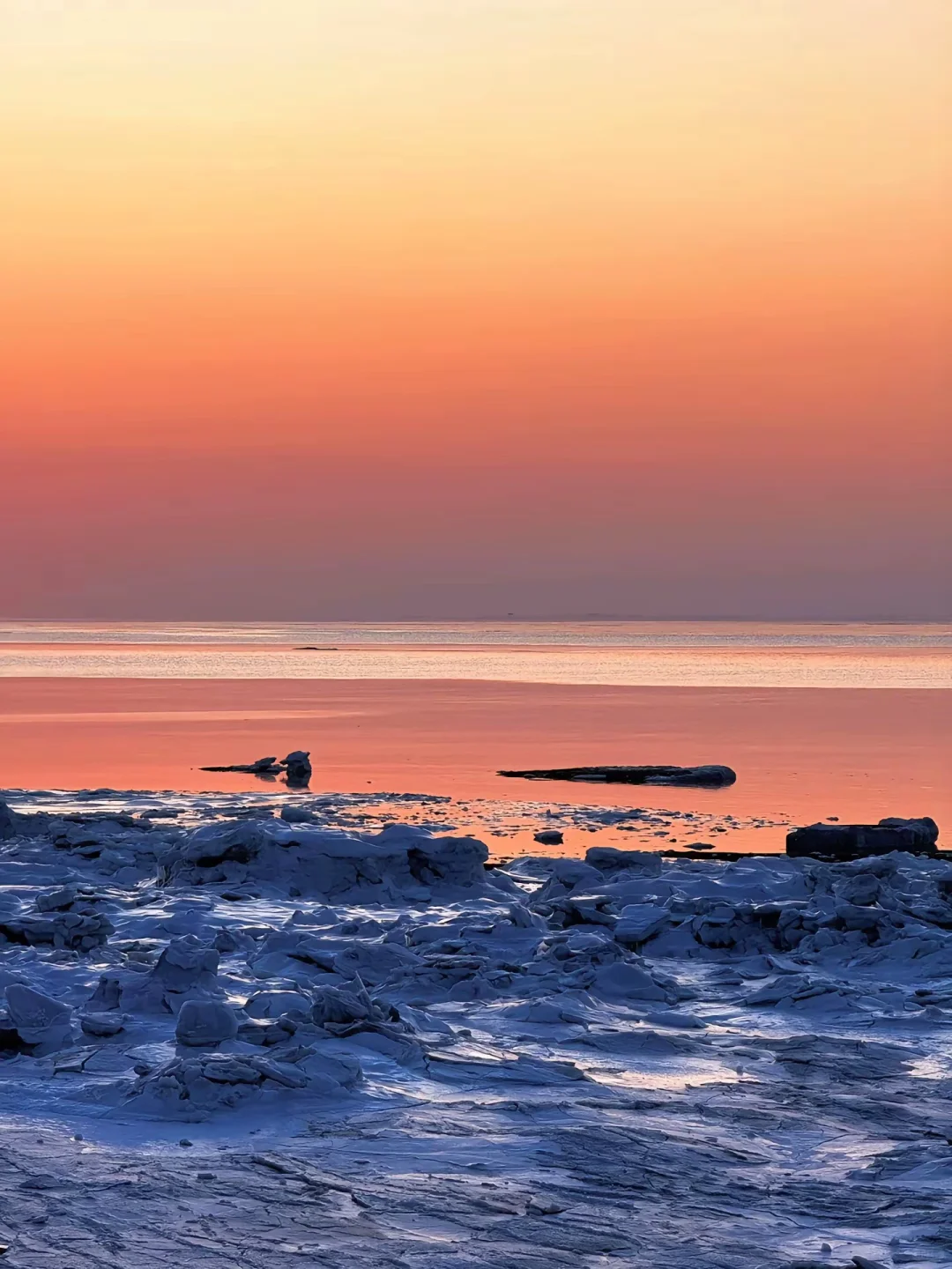 在营口冰岛看冰封橘子海日落 超美