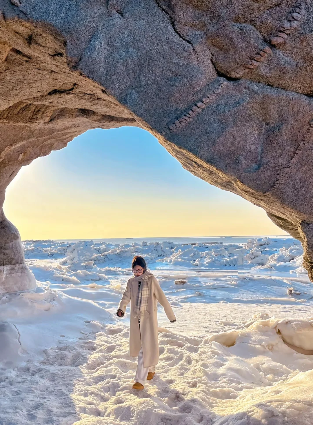 在营口冰岛看冰封橘子海日落 超美