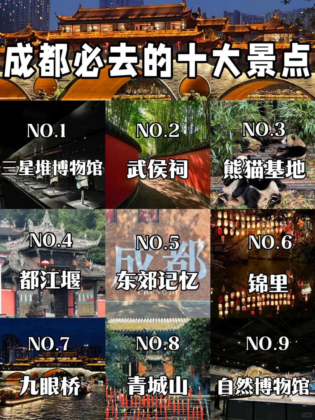 成都必去的十大景点旅游打卡攻略‼️