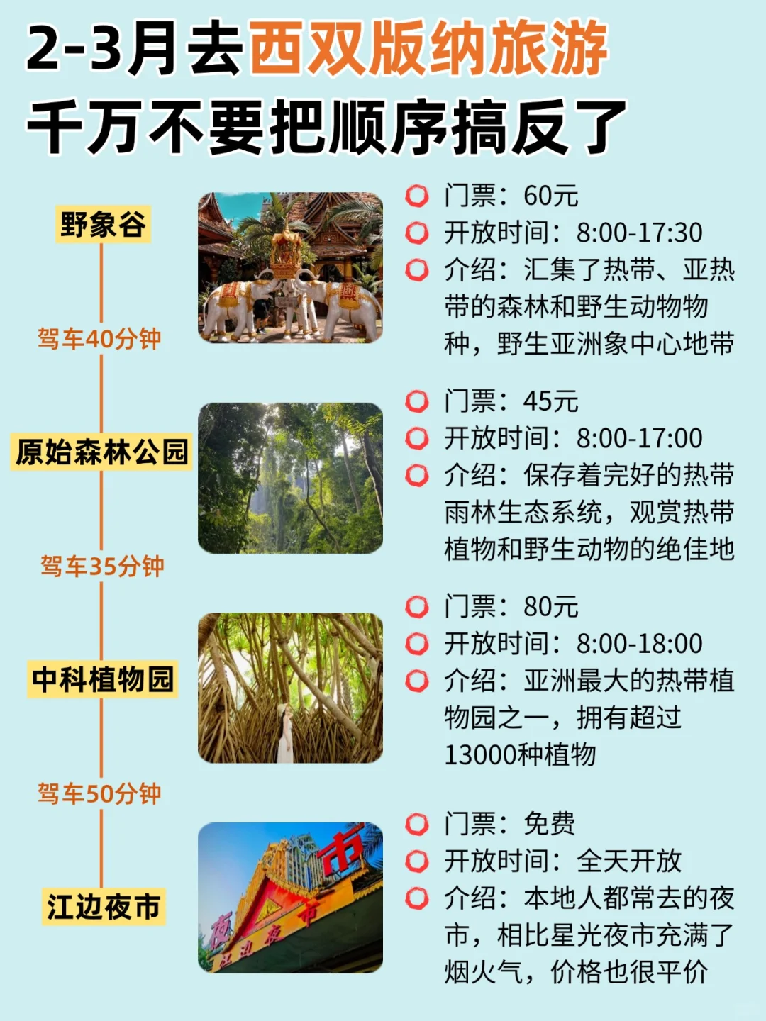 2-3月去西双版纳旅游，千万不要把顺序搞反啦